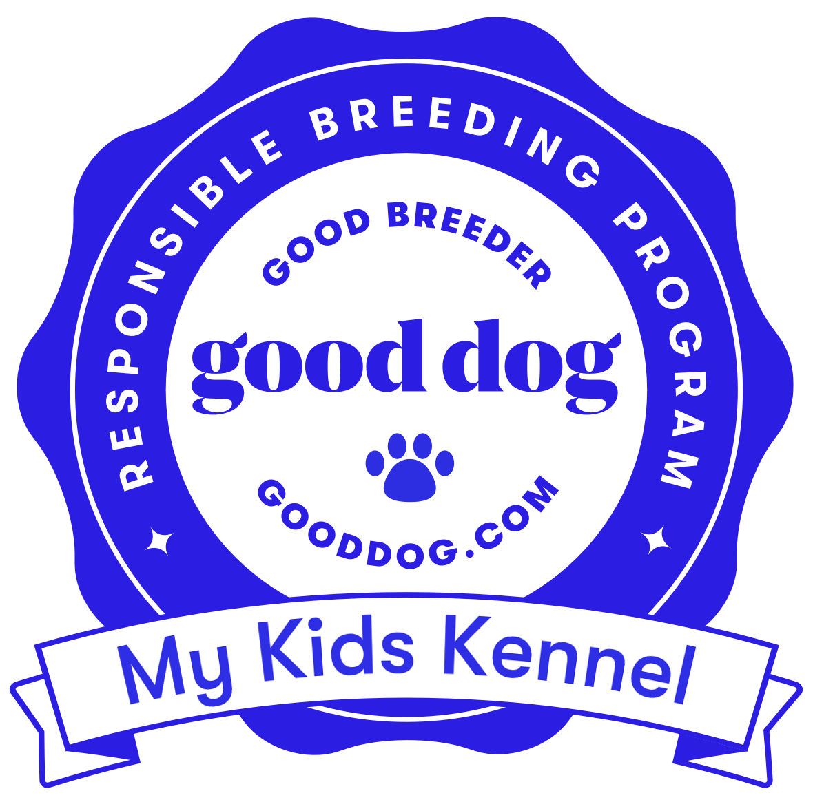 Good Dog Good Breeder responsible breeding program badge for My Kids Kennel